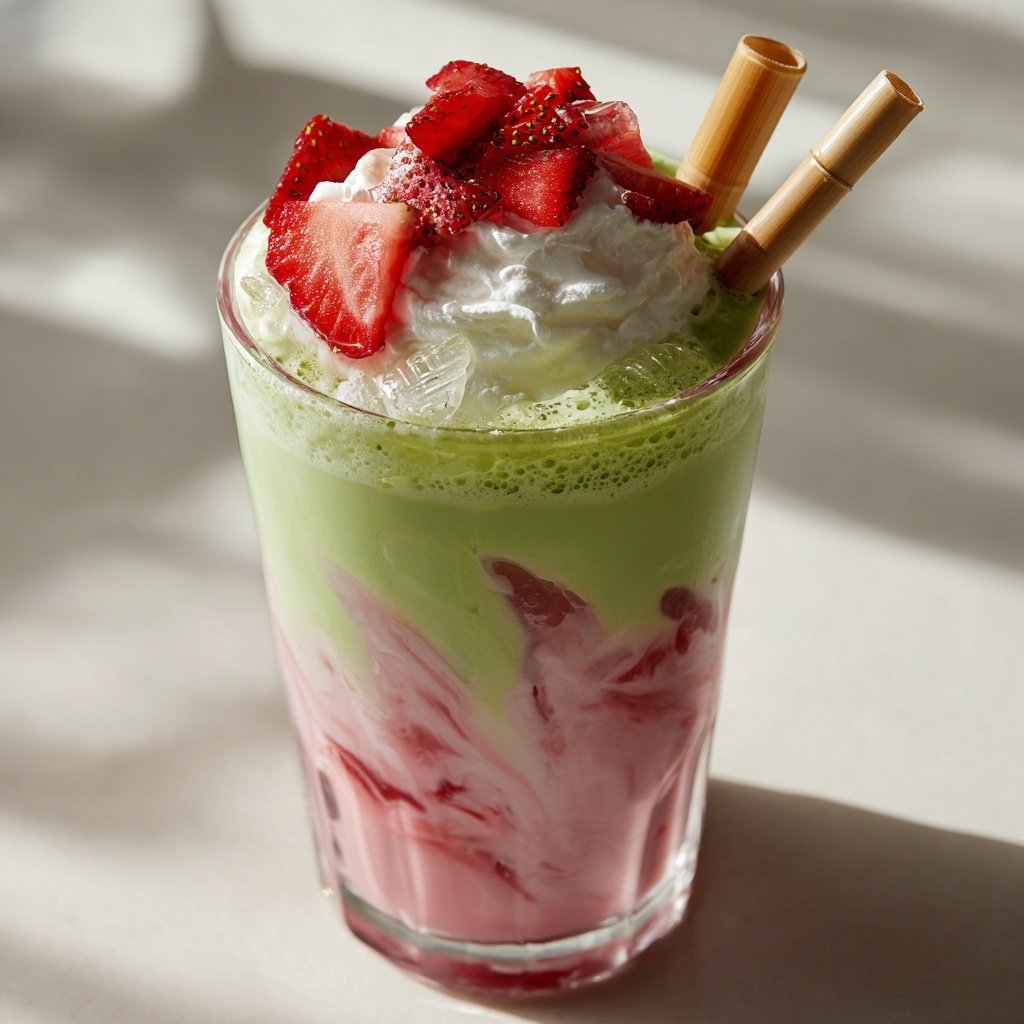 Strawberry Matcha Latte Iced
