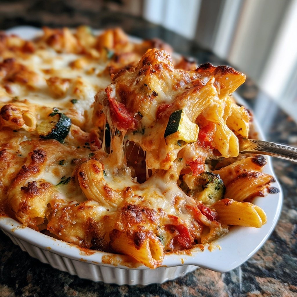 Roasted Red Pepper Veggie Pasta Bake