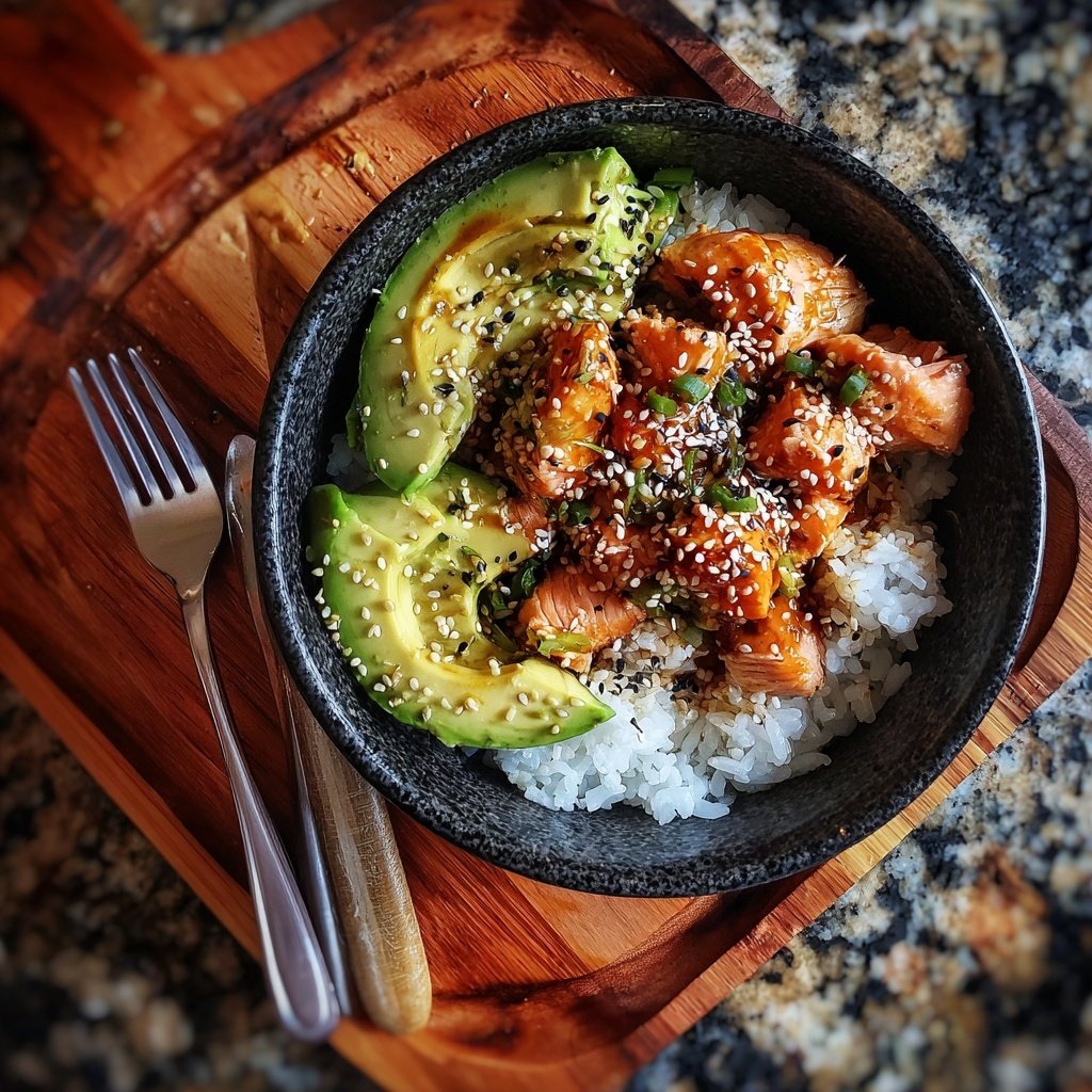 High Protein Salmon Rice Bowl