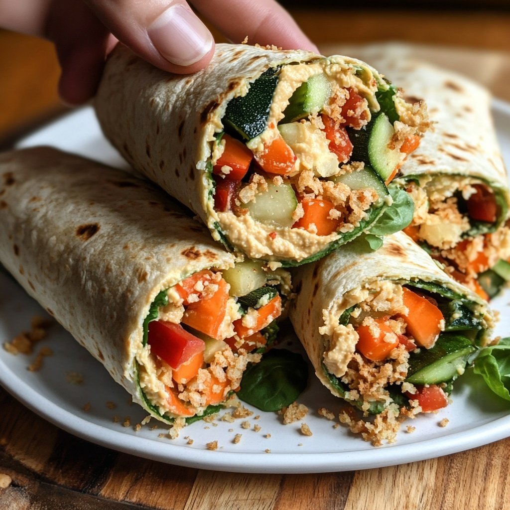 Healthy Lunch Veggie Wraps with Hummus