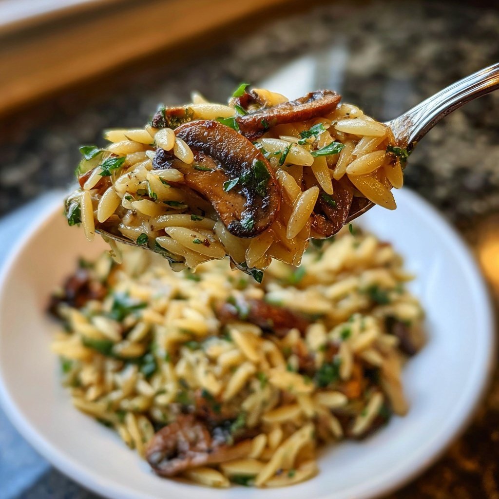 Roasted Garlic Mushroom Orzo