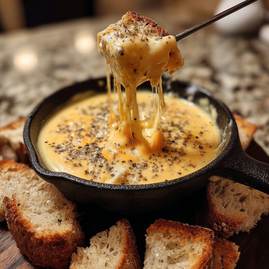 Fondue with Cheddar and Mustard