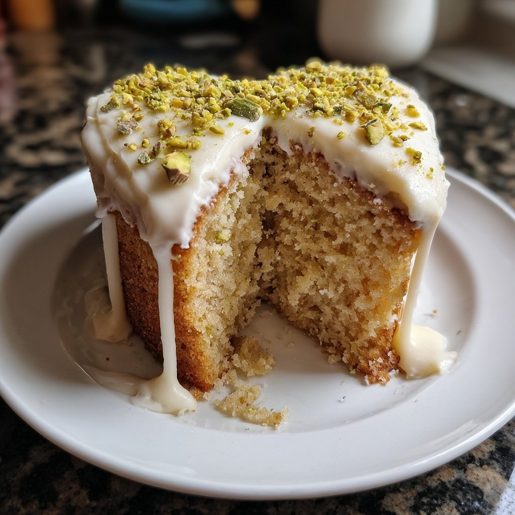 Mini Heart Cake with Pistachio Vanilla Frosting