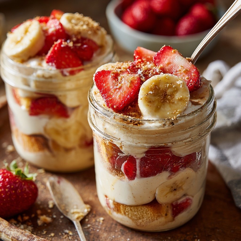 Strawberry Banana Breakfast Jars