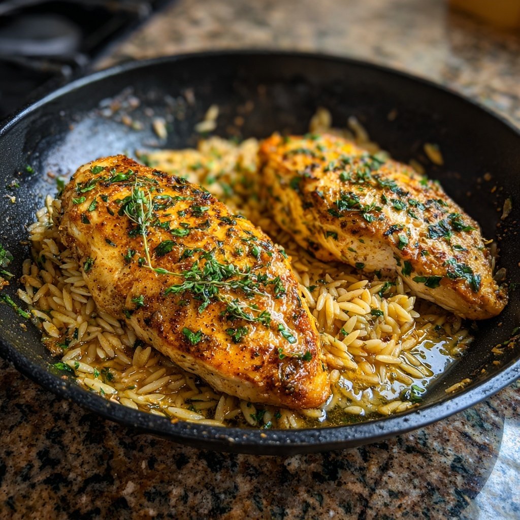 Skillet Lemon Chicken With Orzo