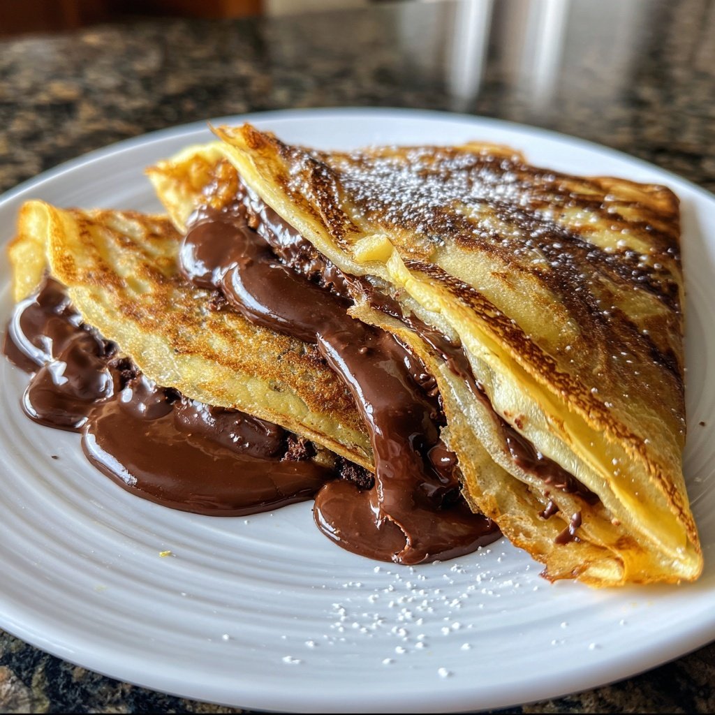 Valentine Breakfast Chocolate Stuffed Crepes
