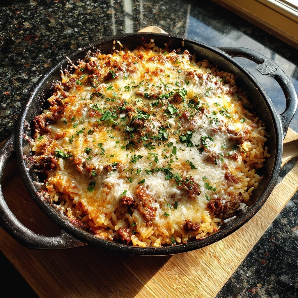 Baked Ground Beef And Rice Skillet